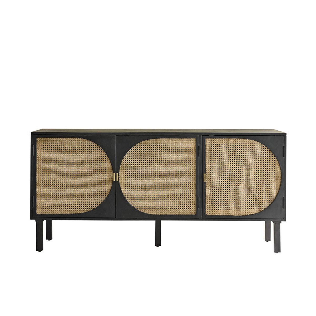 Buffet en bois massif et cannage 175 cm ZULMA noir, BERAH GETAH