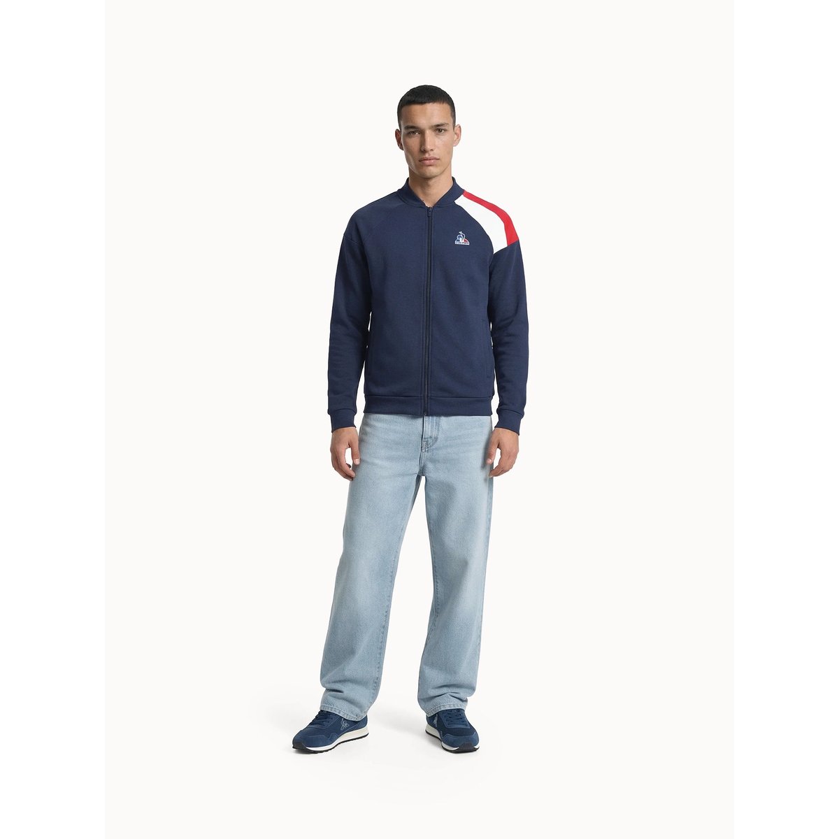 Sweat zippé Tricolore bleu, LE COQ SPORTIF