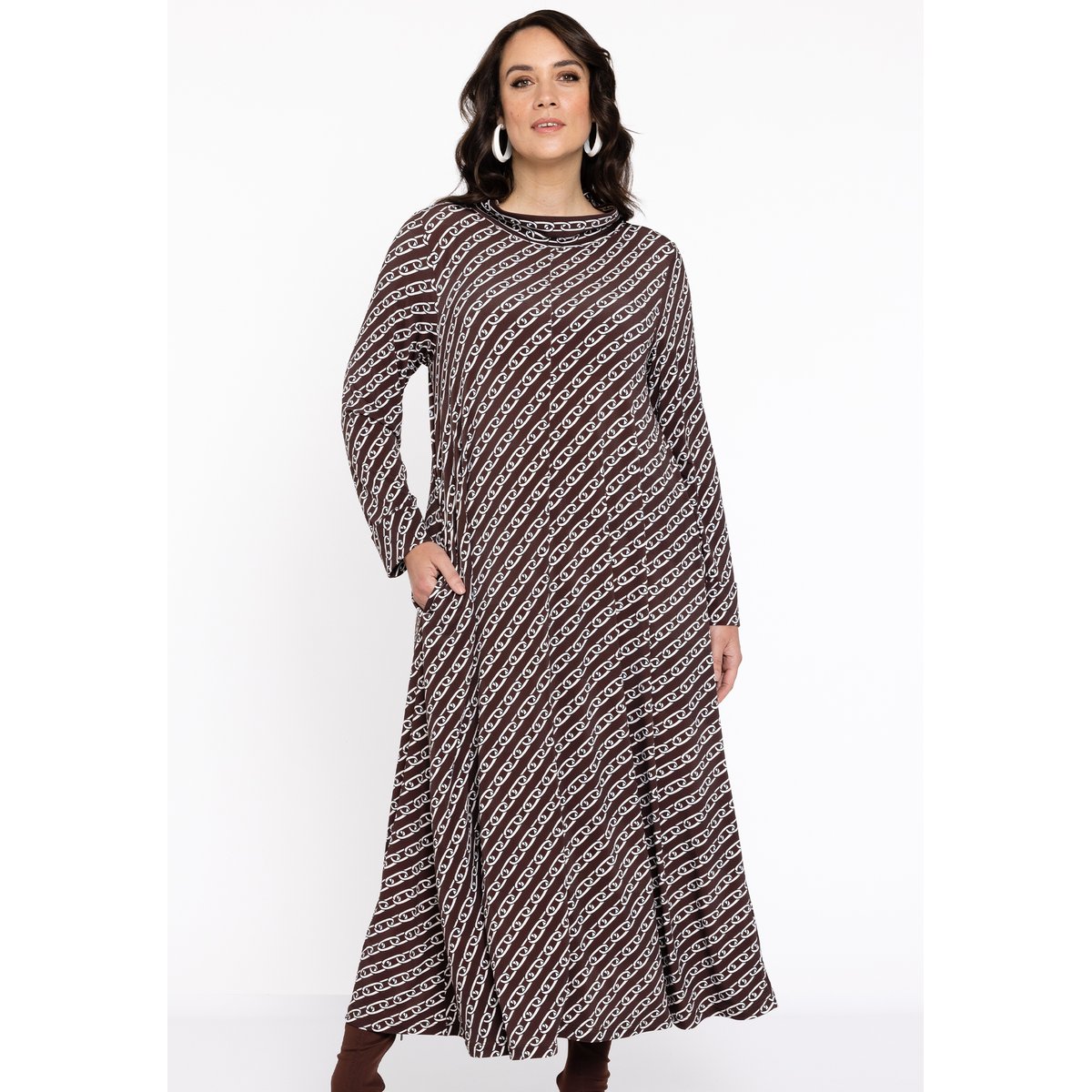 Robe imprimée chaîne marron, YOEK