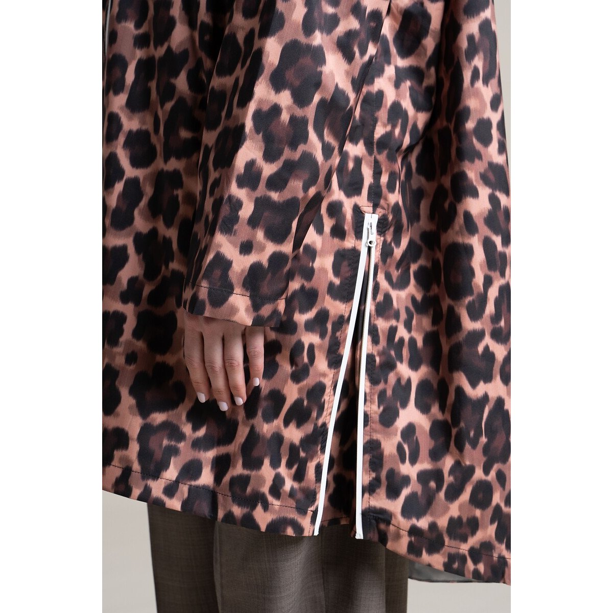Lange poncho met rits, unisex LIBERTÉ luipaardprint, FLOTTE