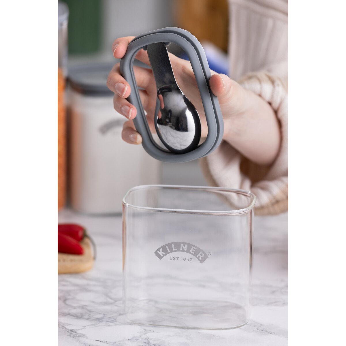 Set of 2 Fresh Storage 700ml Spice Storage Jars transparent, KILNER