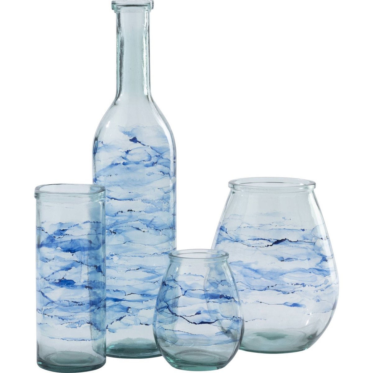 Vase vague en verre bleu transparent, RECOLLECTION