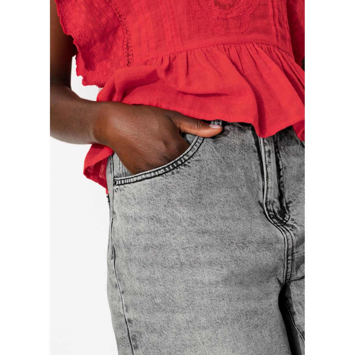 Jean balloon taille haute jean noir, PROMOD