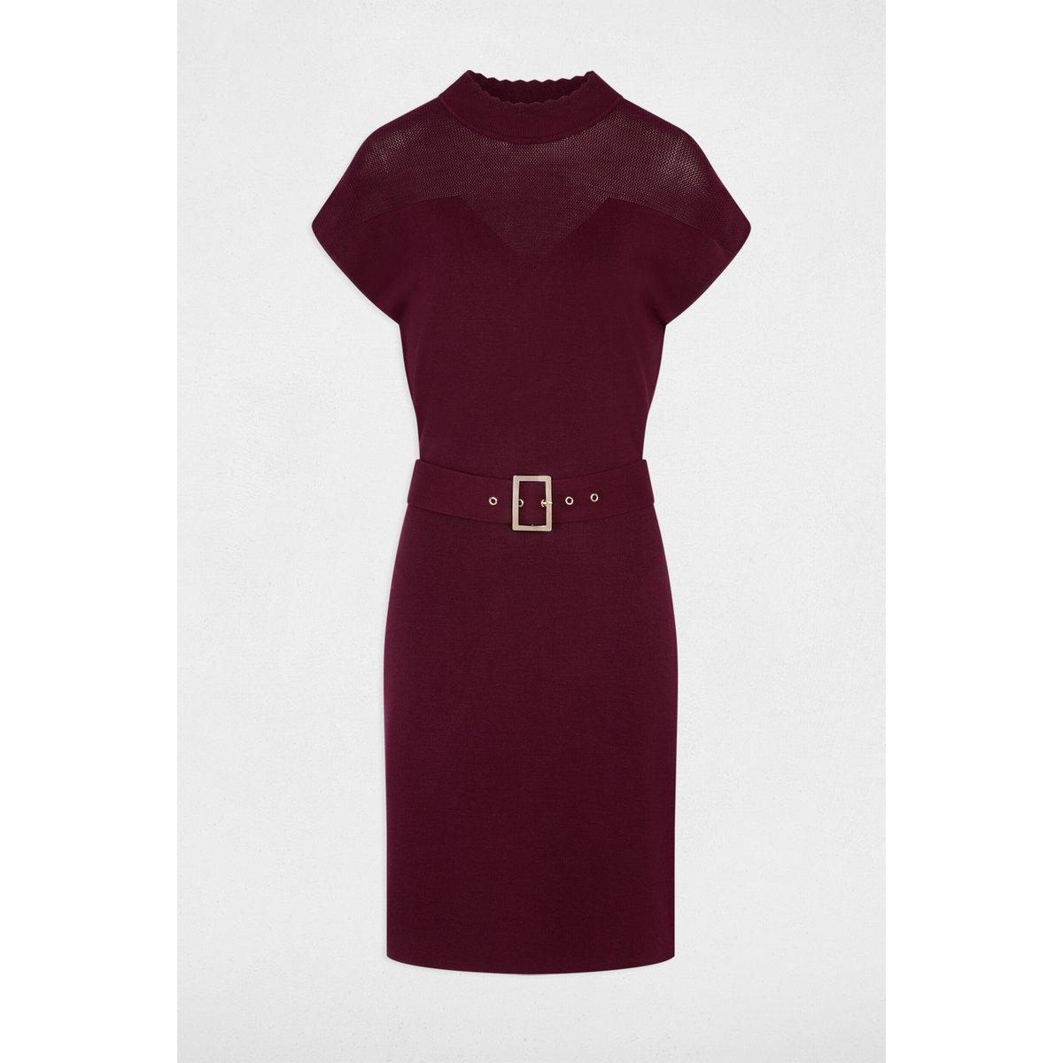 Robe tricot manches courtes prune, MORGAN