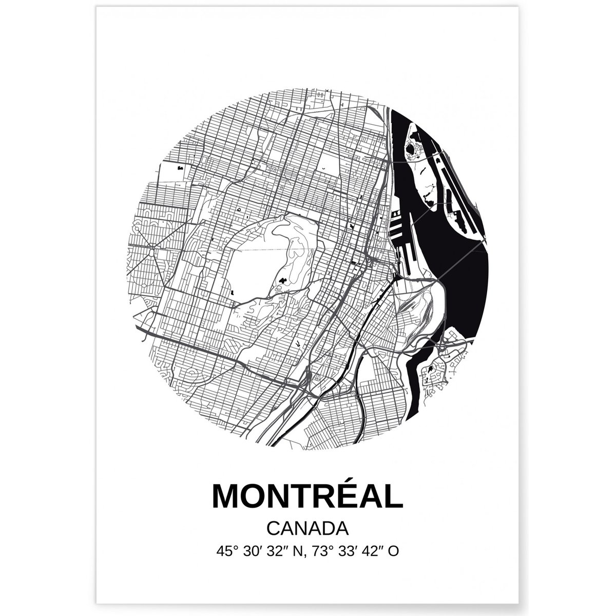Affiche Carte Montréal blanc, L'AFFICHERIE