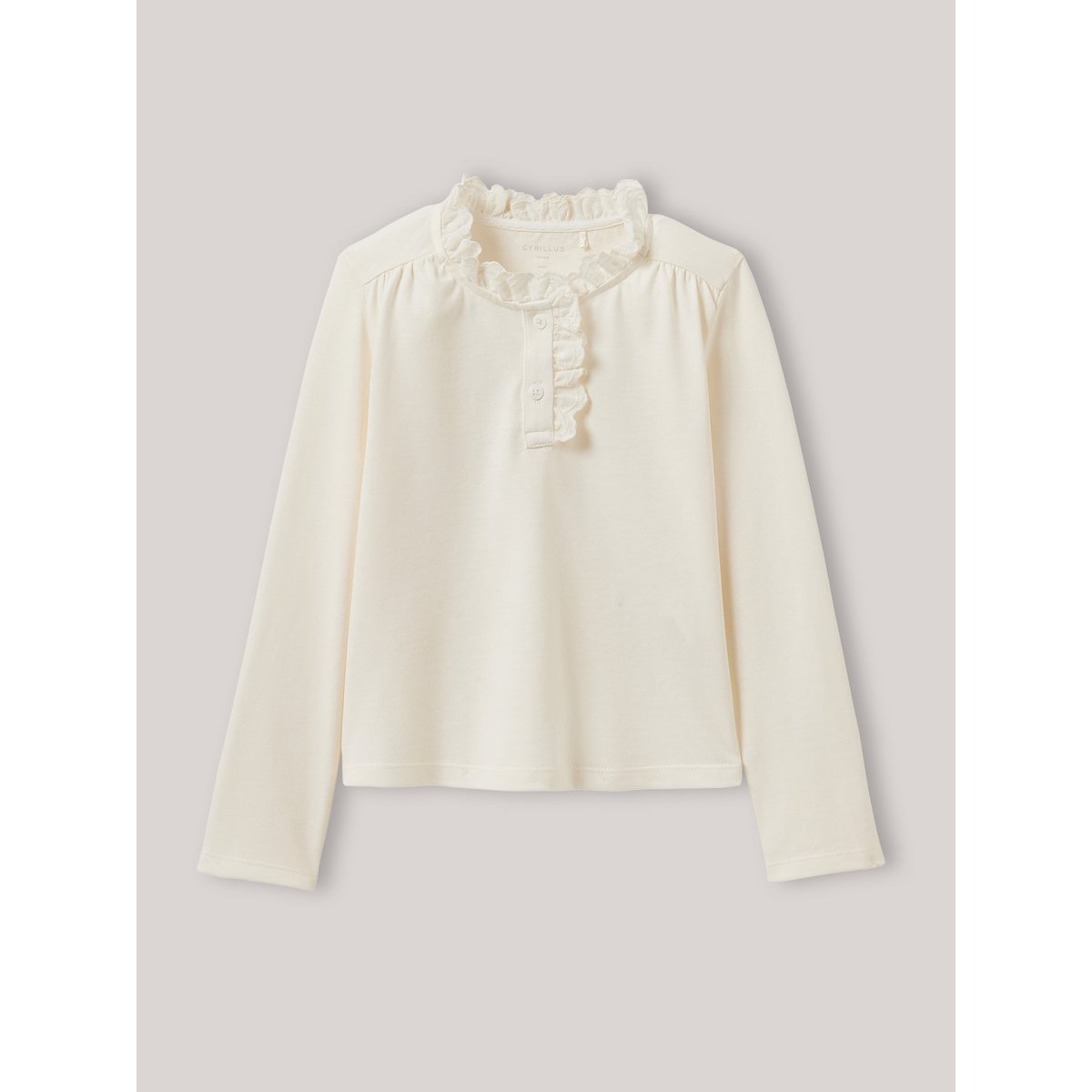 T-shirt col montant brodé - coton biologique ecru, CYRILLUS