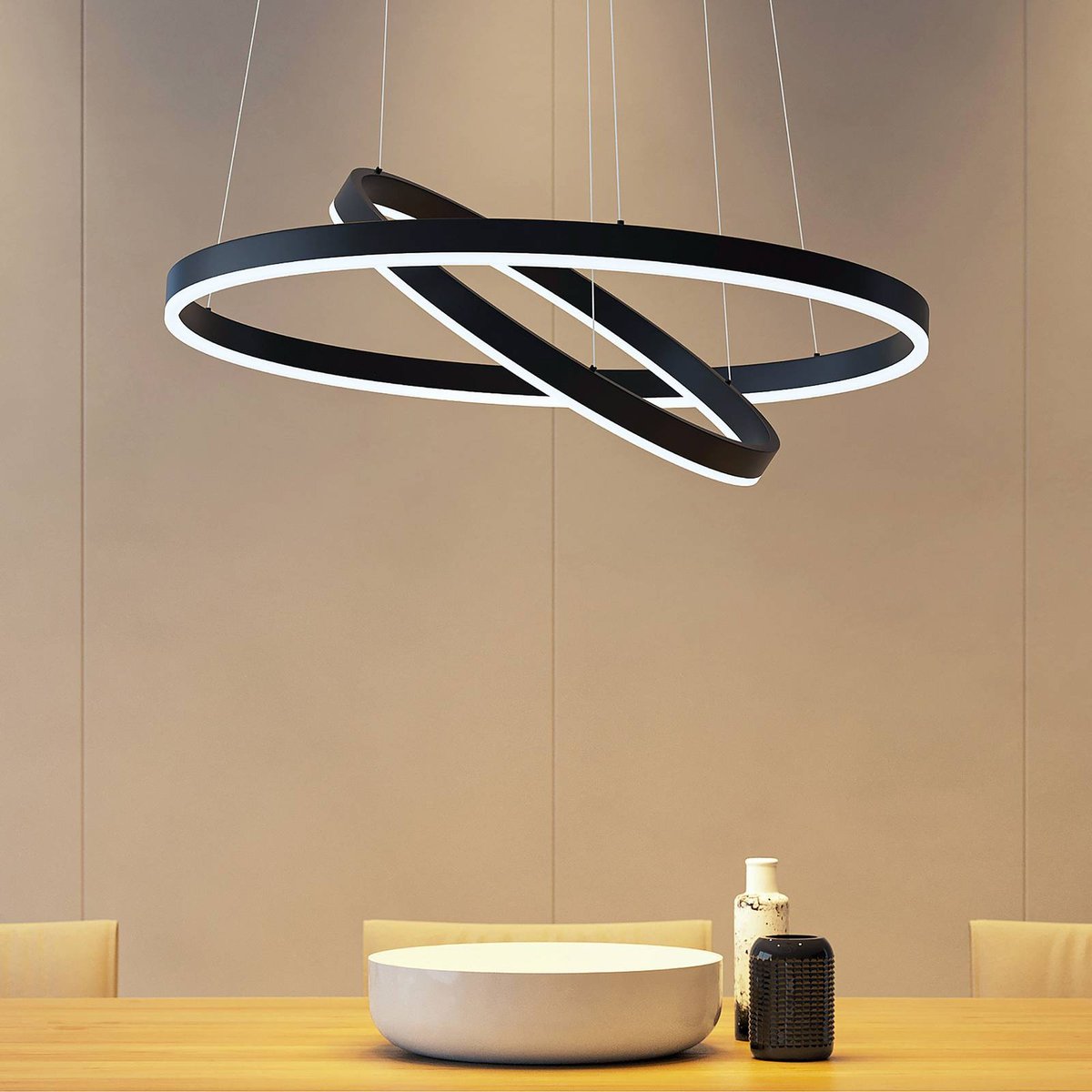 Suspension en métal moderneLED, Albiona noir, blanc, ARCCHIO