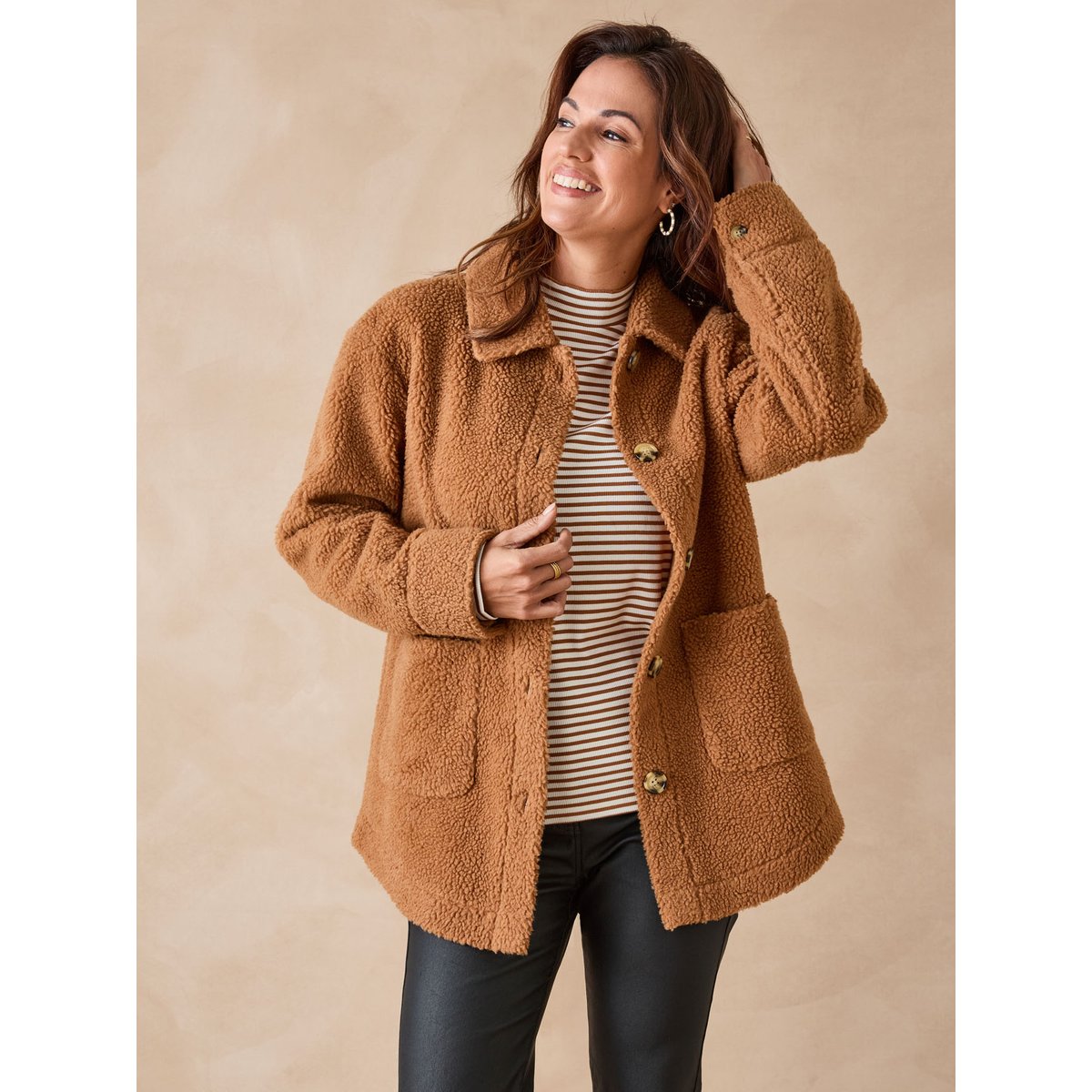 Veste en maille moutonnée camel, DAXON