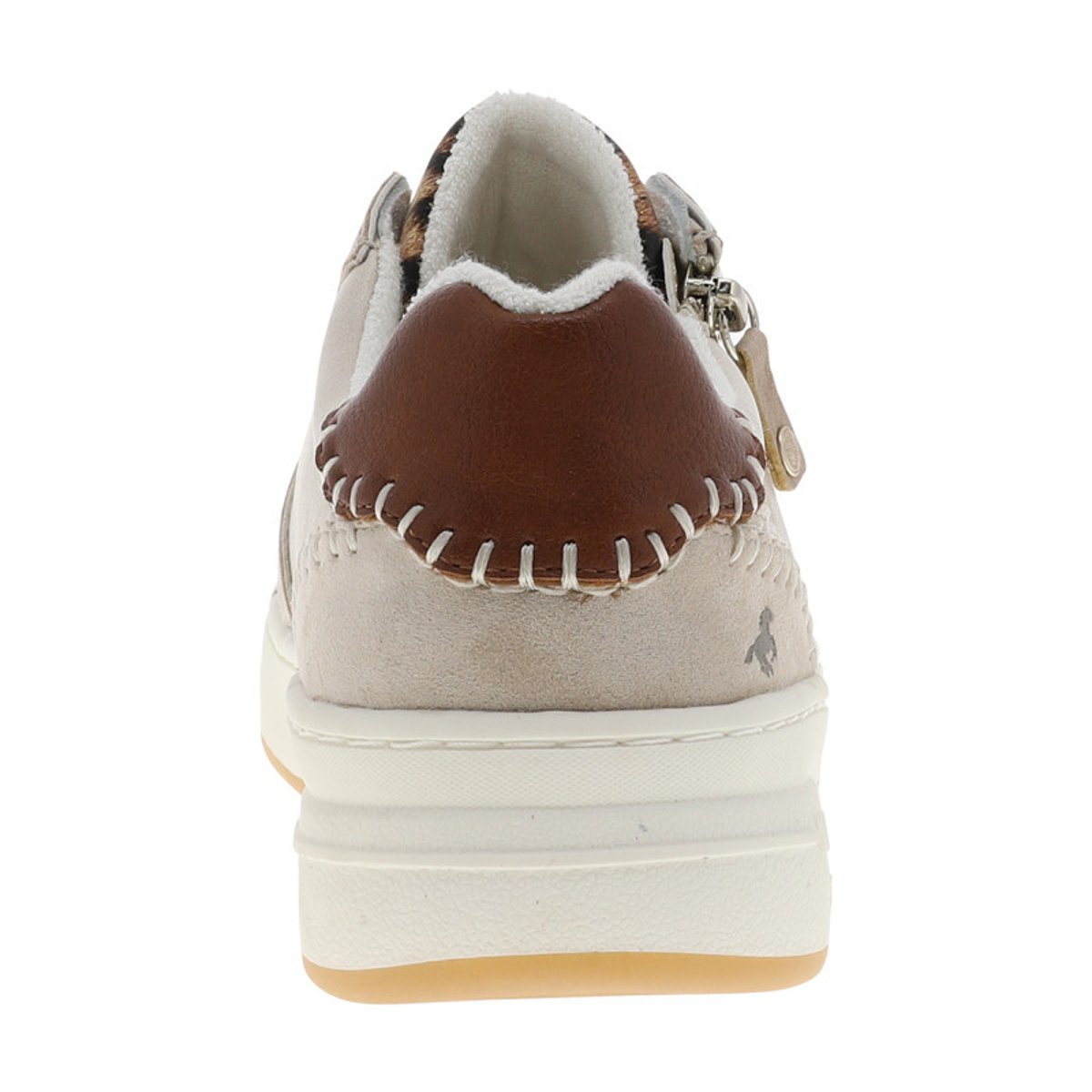 Tennis écrues à talon plat avec des lacets et un zip latéral beige, MUSTANG