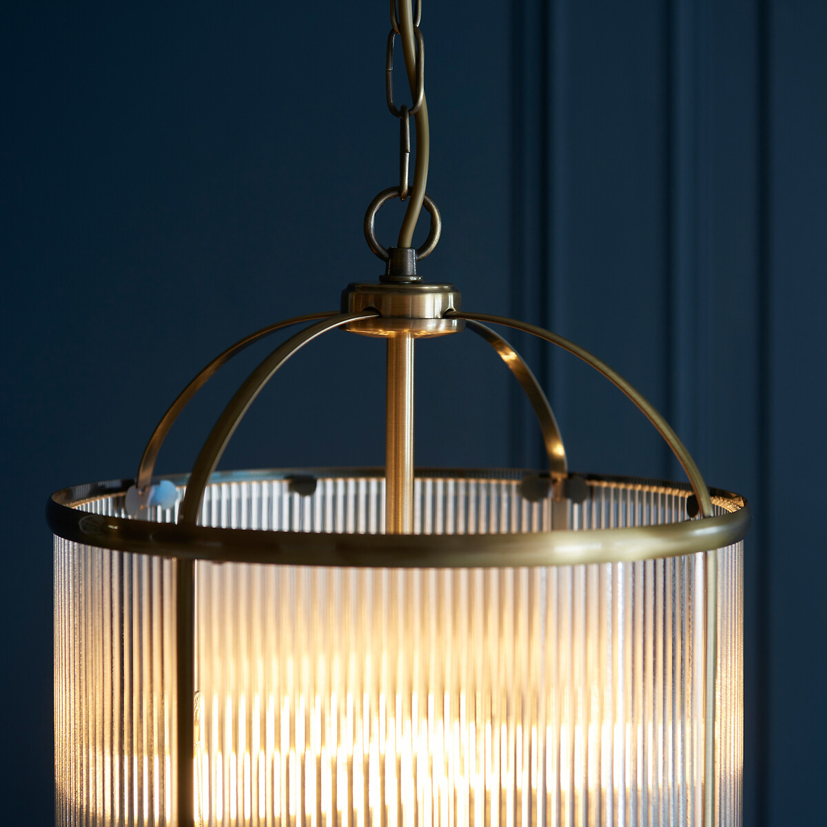 Layton 4-Light Ribbed Glass Pendant Light aged brass, SO'HOME