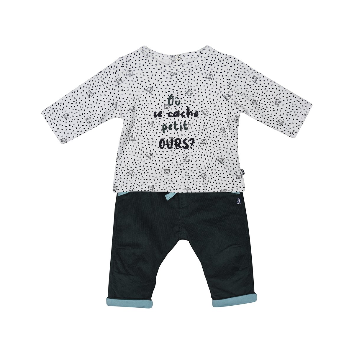 Tee shirt + pantalon naissance fidel vert, SUCRE D'ORGE