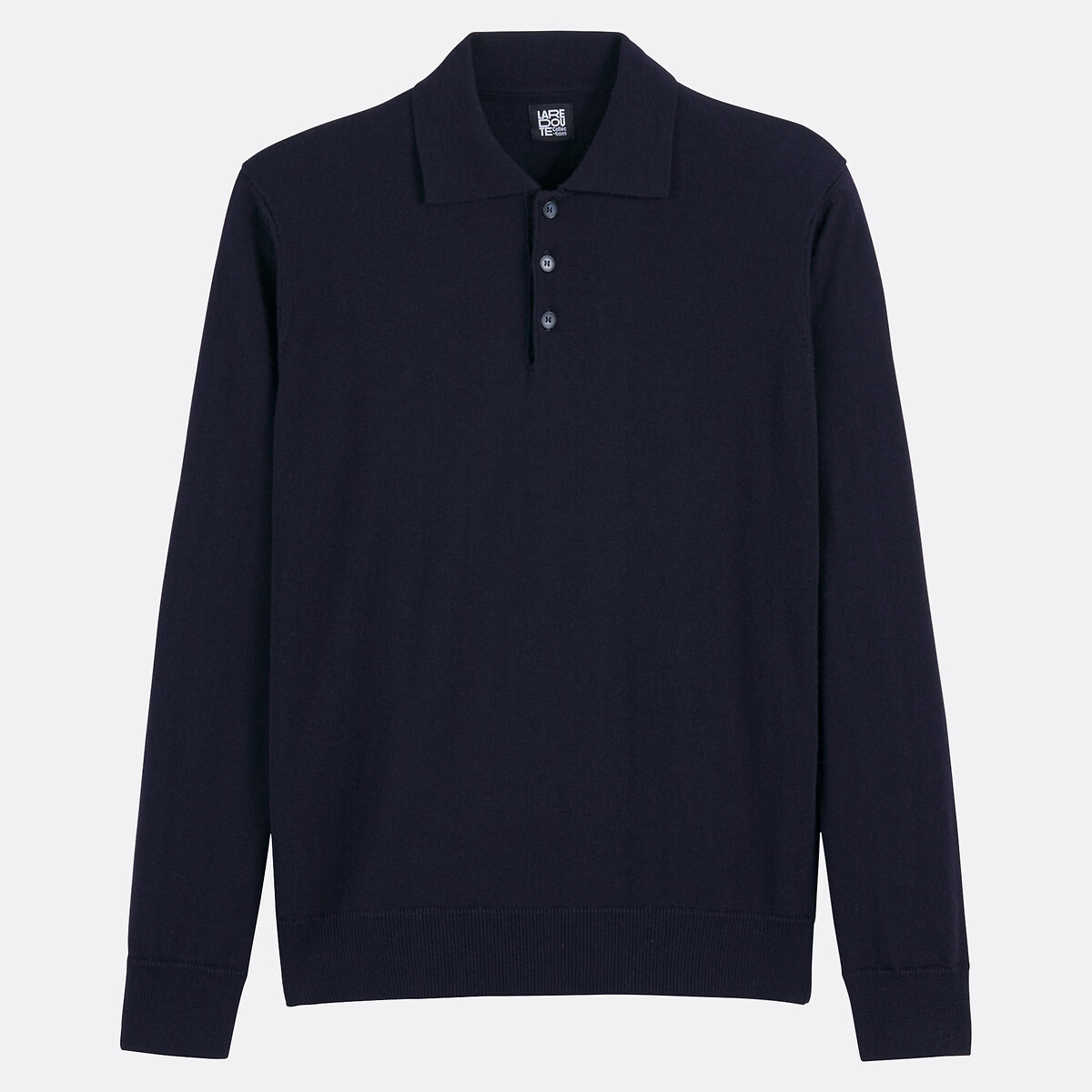 Pull col polo en laine mérinos, Signature bleu marine, LA REDOUTE COLLECTIONS