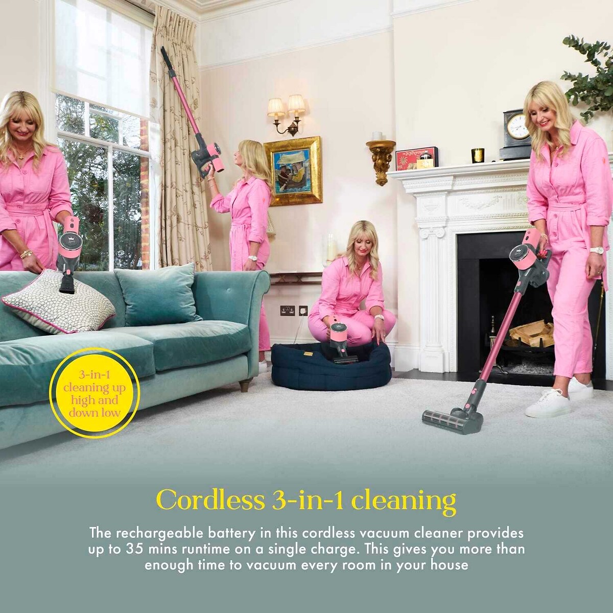 Lynsey Queen of Clean 22.2V Cordless Vacuum Cleaner pink, SWAN