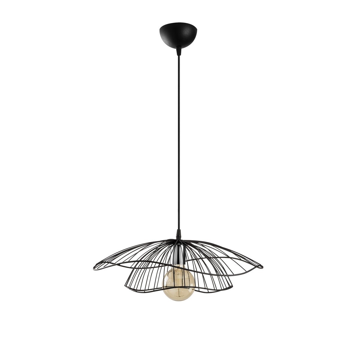 Suspension filaire en métal D50 cm - FLEUR noir, CALICOSY
