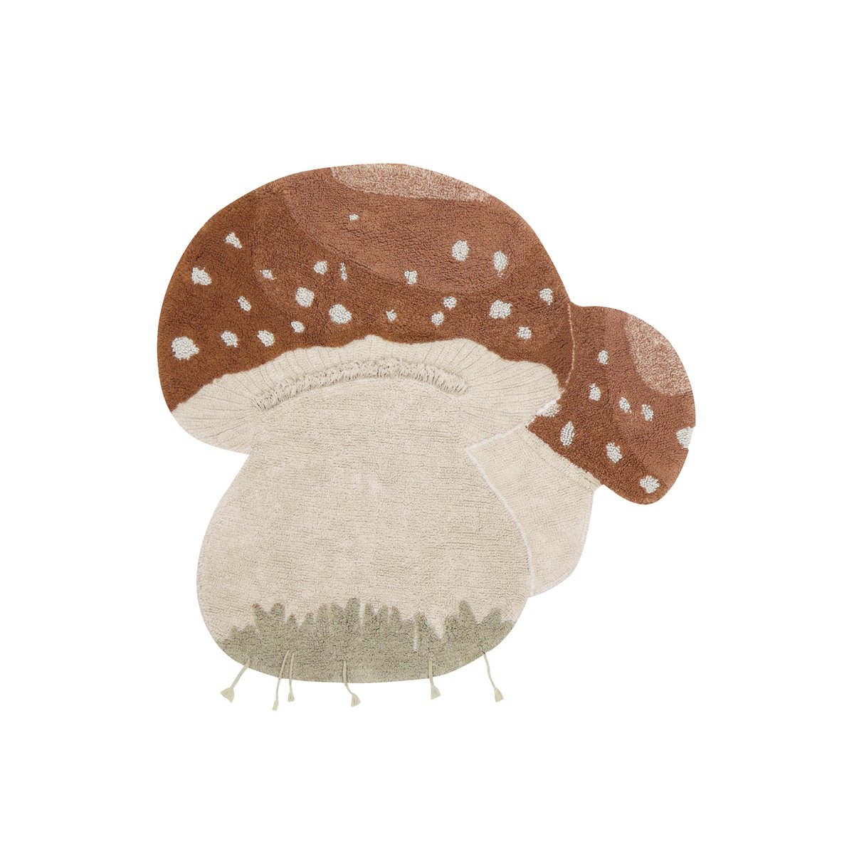 Tapis en coton champignon CHASSE AUX CHAMPIGNONS naturel, orange, LORENA CANALS
