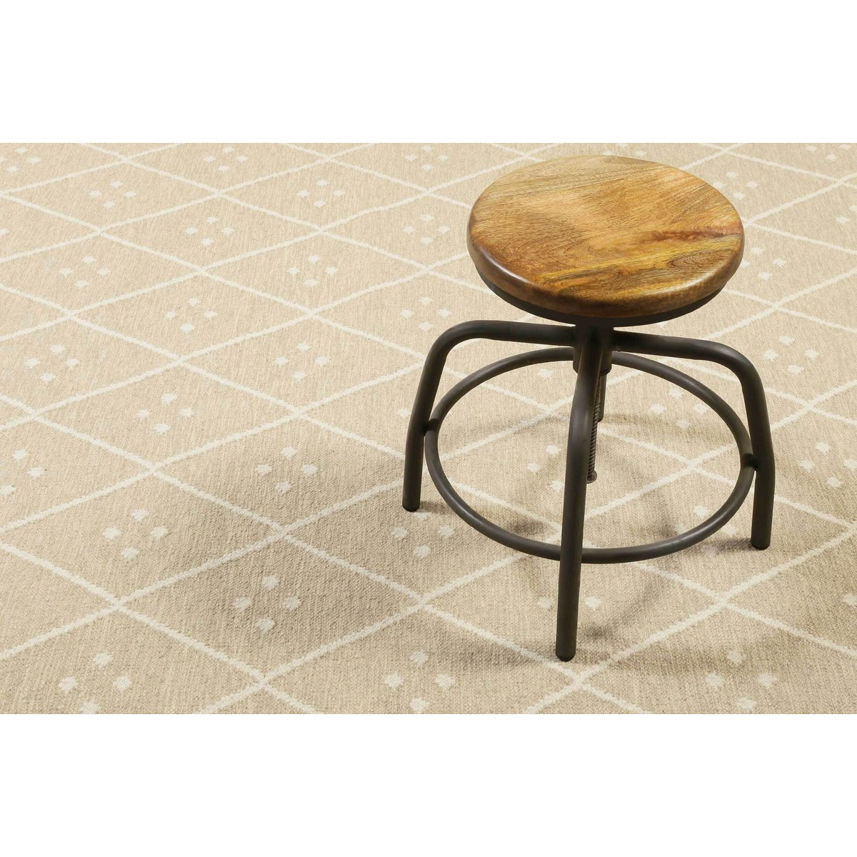 Tapis tissé main en laine motif losange ,  VERMONT crème beige, WECON HOME