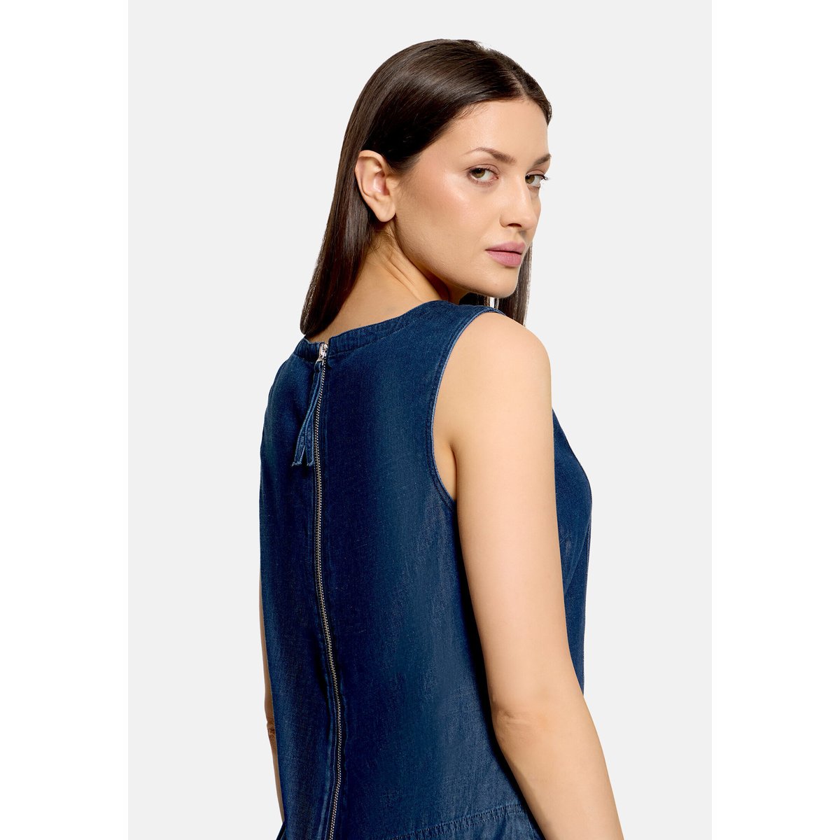 Haut façon blouse sans manches dark blue denim, CARTOON
