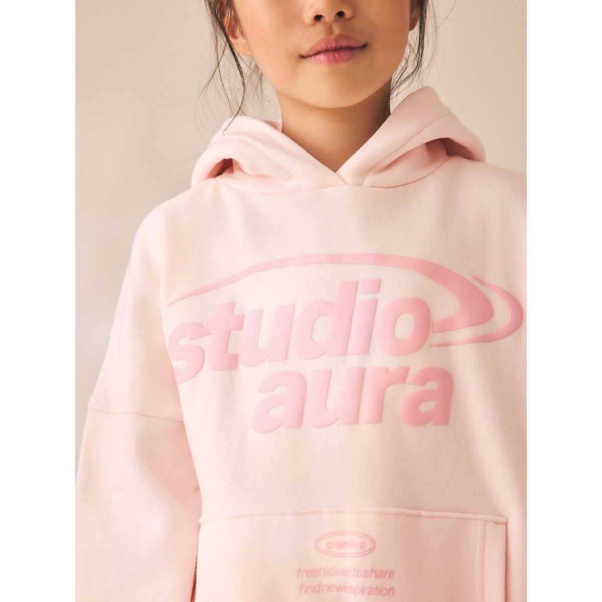 Ensemble pantalon large et sweat à capuche slogan rose pâle, NEXT