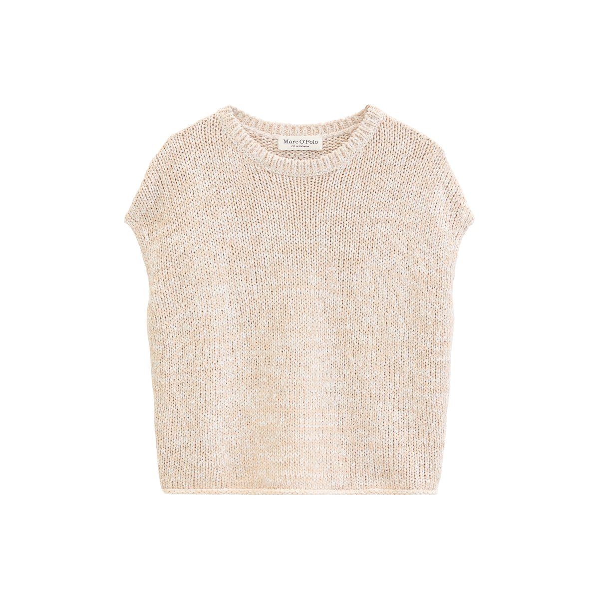 Pull en maille sans manches oversized en fil à bandelettes beige, MARC O'POLO