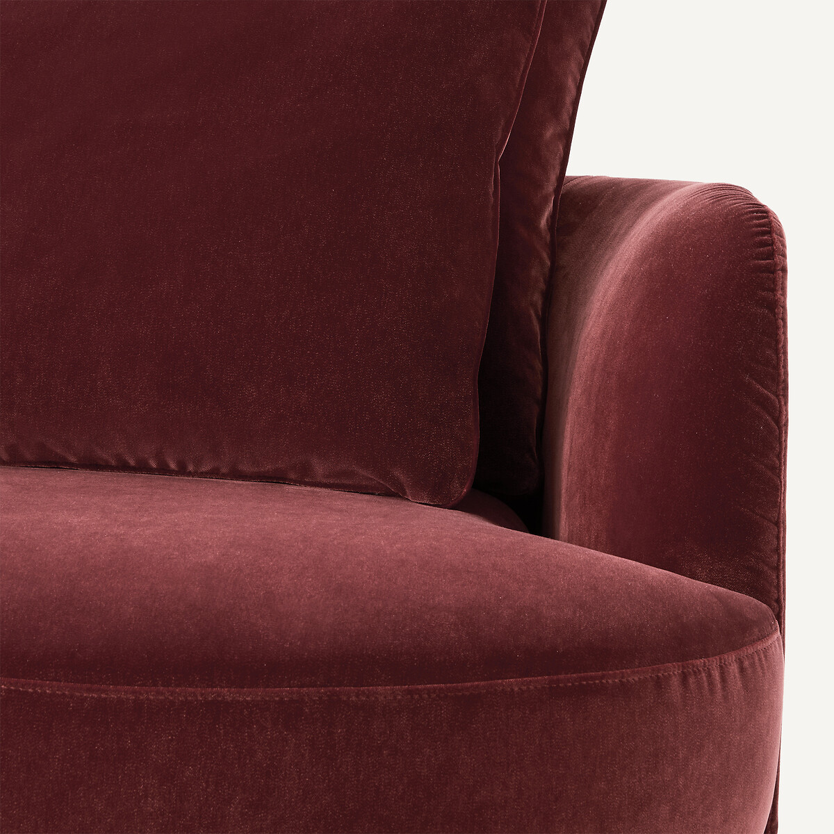 Demi-canapé droit, arrondi, modulable en velours, TIBERIO grenat, AM.PM