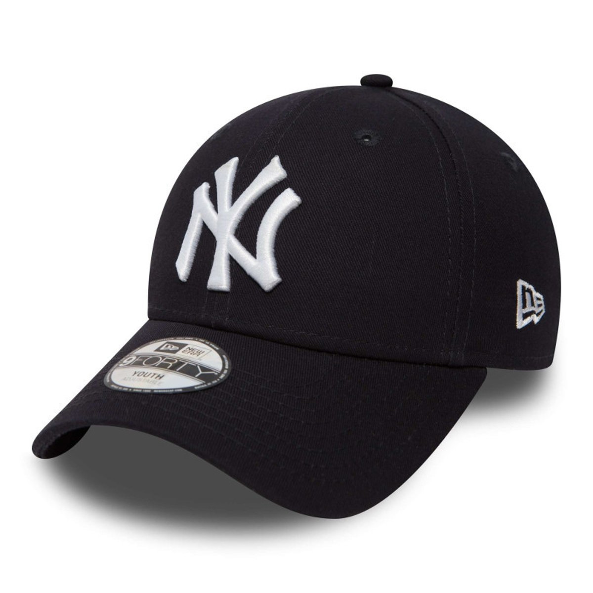 Casquette League Basic 9Forty en coton marine unie avec une coupe strapback et des inscriptions ""NY"" brodées marine, NEW ERA