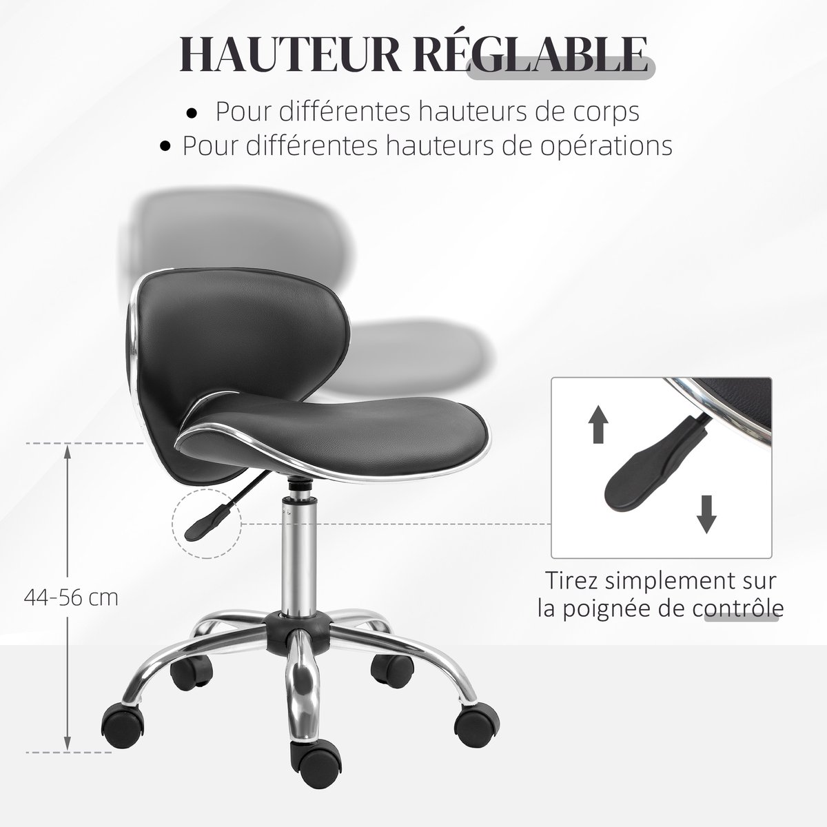 Tabouret de salon Polyuréthane Noir noir, HOMCOM