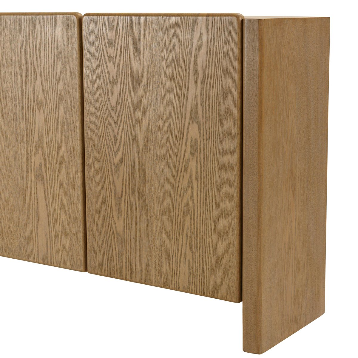 Buffet 190cm couleur naturelle 4 portes design arrondi VELAR bois naturel, PIER IMPORT