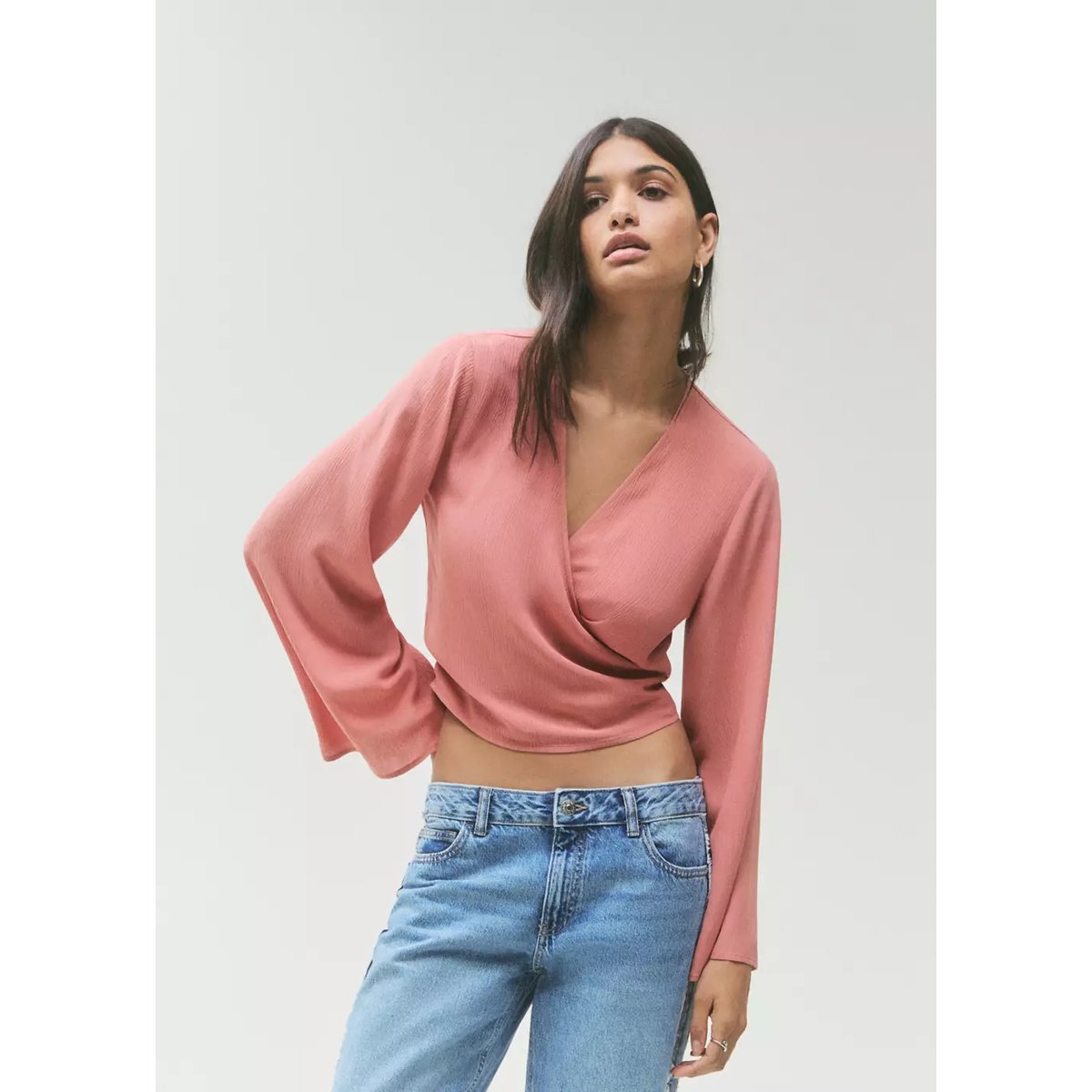 Blouse croisée nœud orange, MANGO TEEN