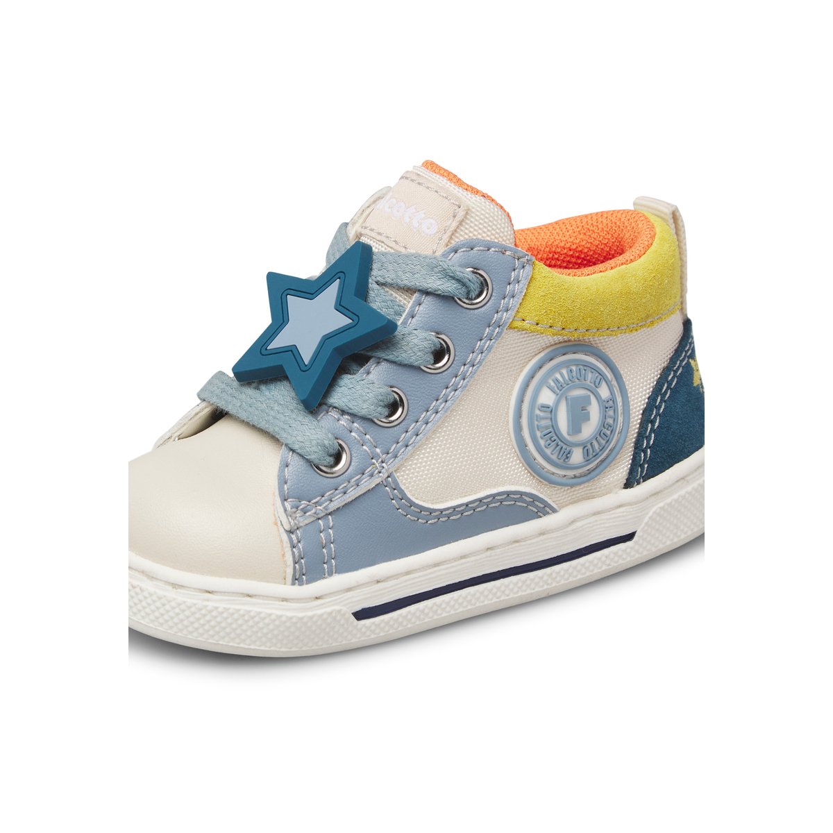 Sneakers en écopelle et tissu SHIN ZIP. blanc-bleu clair-, FALCOTTO