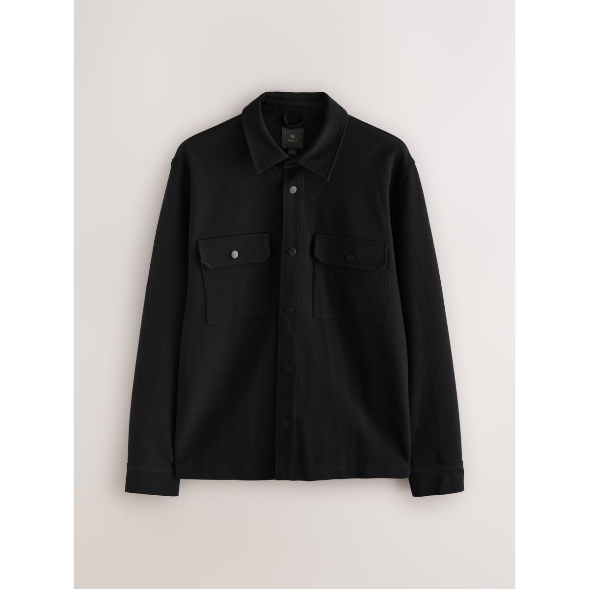 Veste-chemise à pressions en sergé de jersey noir, NEXT