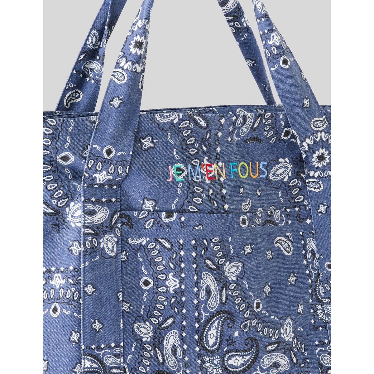Sac cabas imprimé bleu moyen, BZB