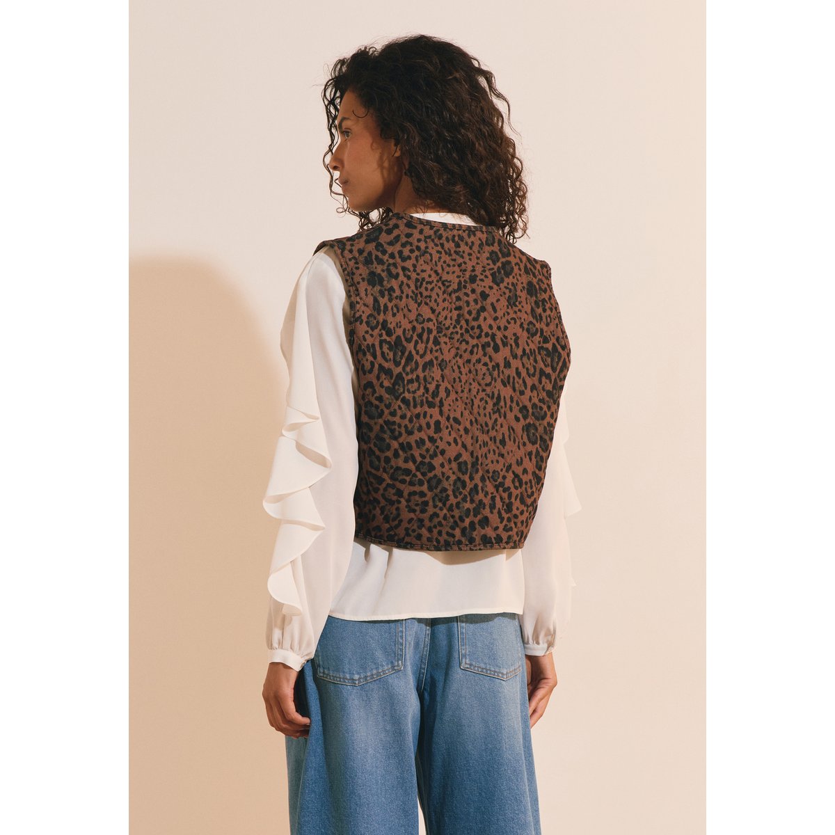 Gilet sans manches en coton à motifs LOLA IMP imp fd marron, ETAM