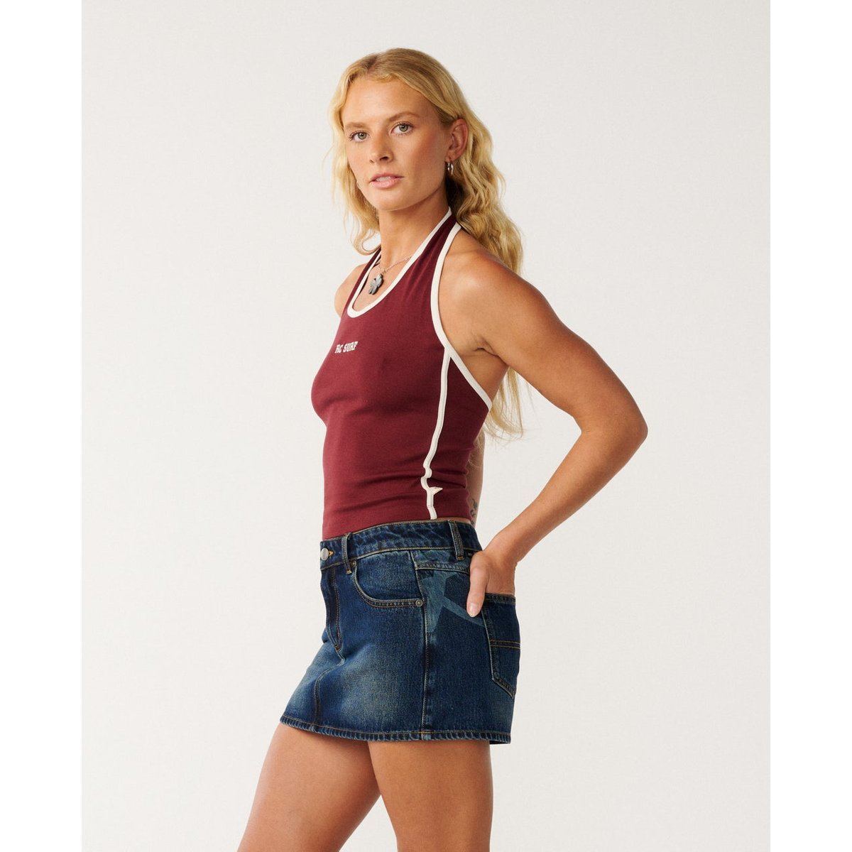 Top dos nu Samba Fitted dark plum, RIP CURL