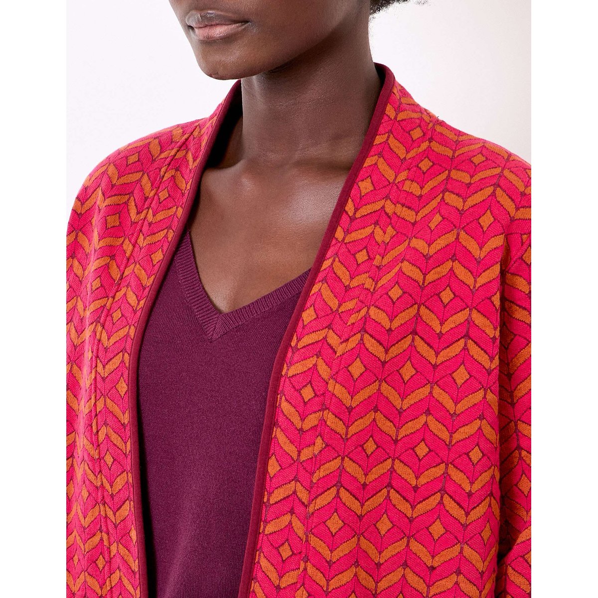 Gilet souple maille jacquard LEOTI rouge grenade leoti, LA FIANCÉE