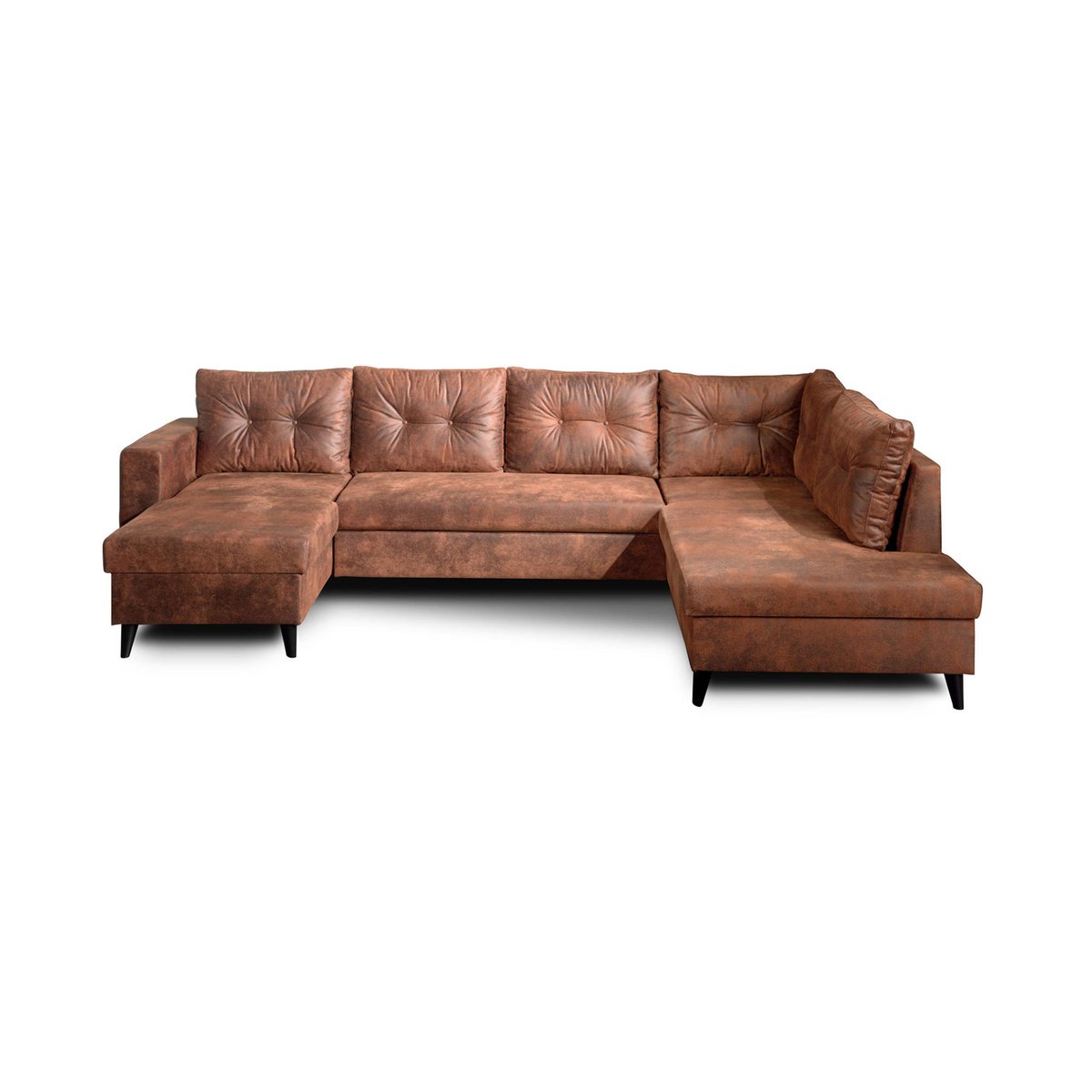 Canapé Panoramique 7 places - NORDIC marron, BEST MOBILIER