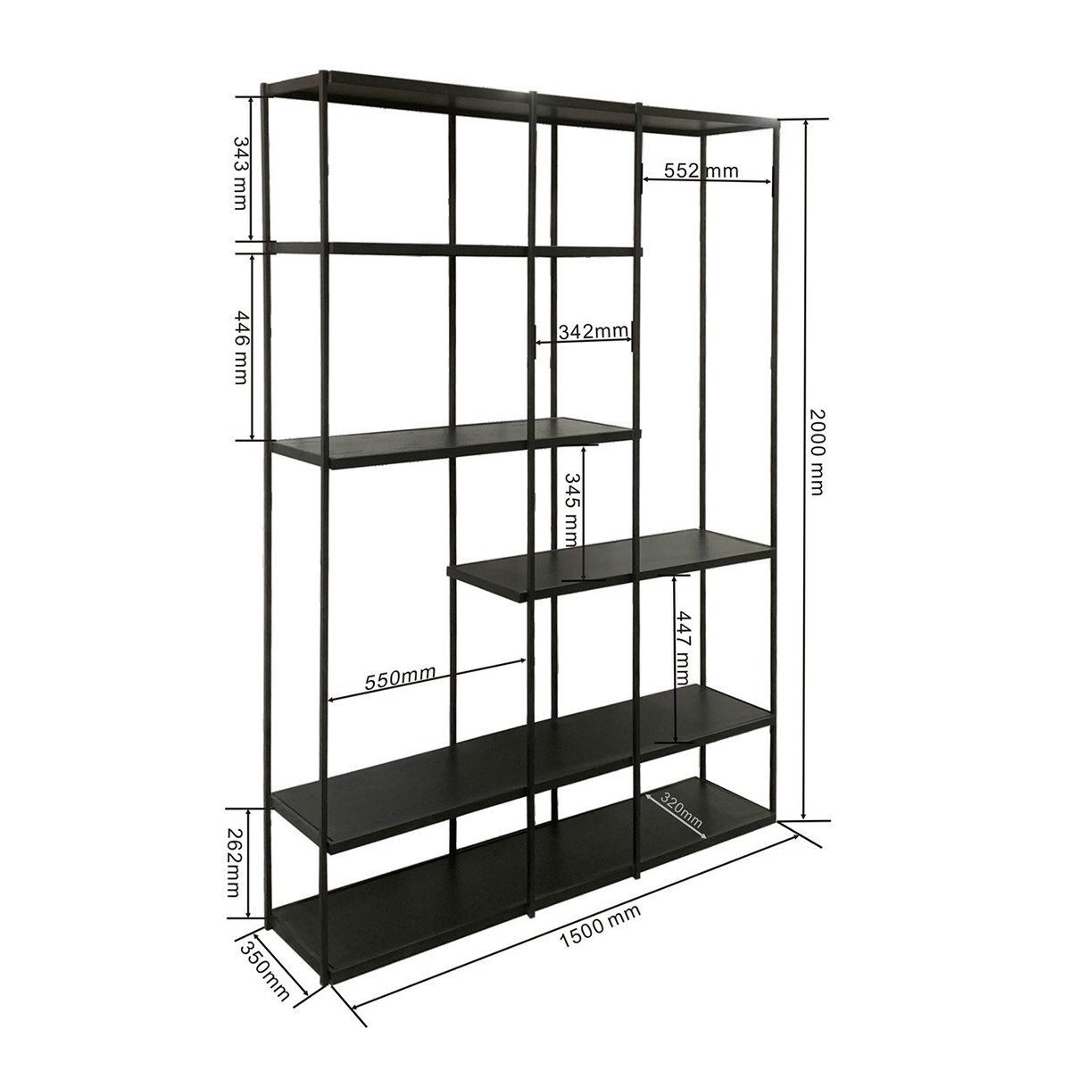 Étagère en chêne et acier, OSLO noir, KARE DESIGN