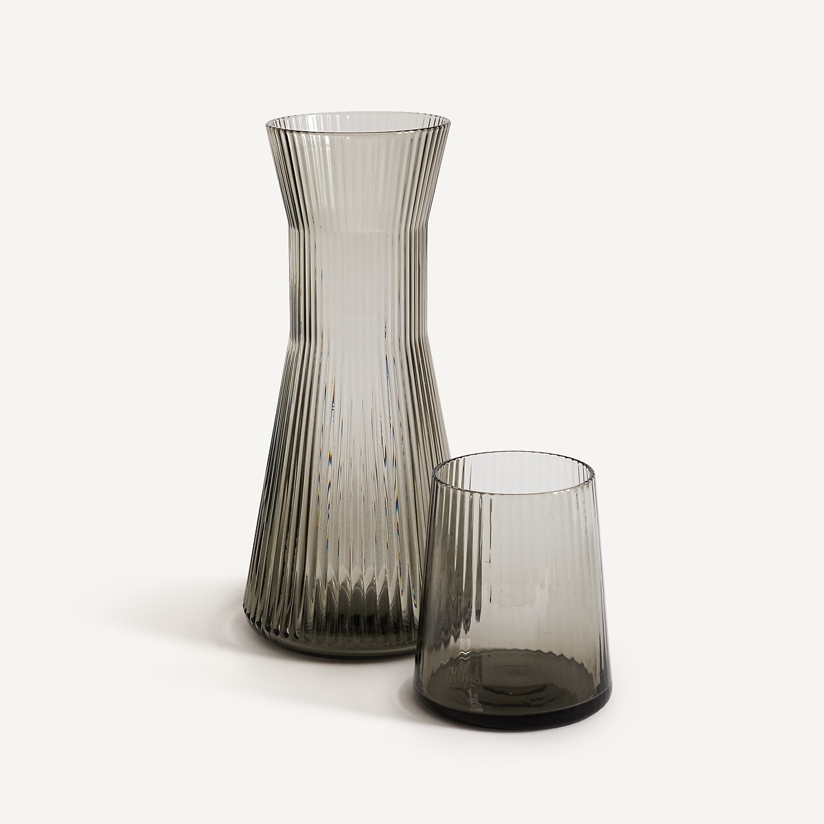 Lote de 6 vasos estriados, Strivi gris ahumado, AM.PM