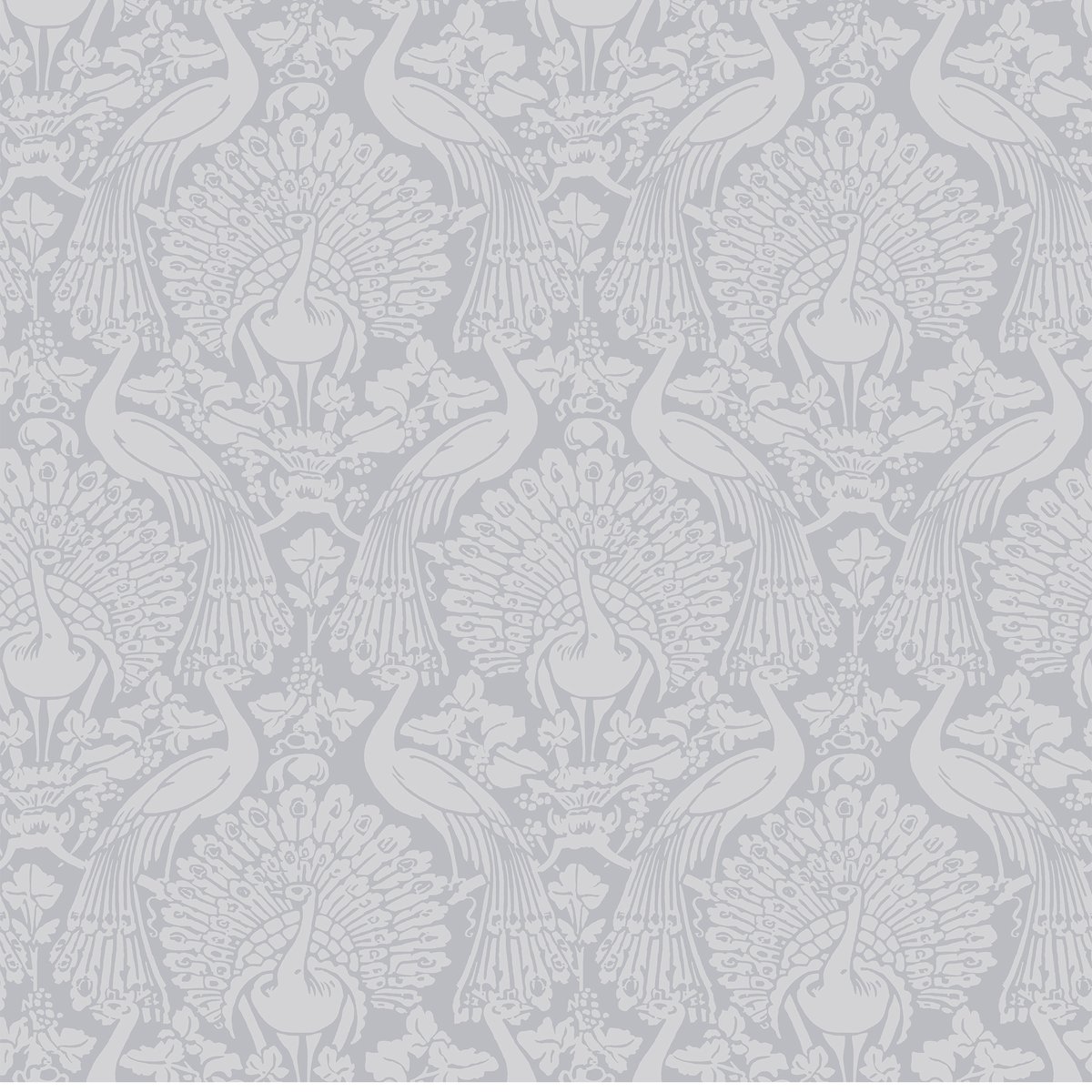 Papier peint Damassé Paons Slate gris, LAURA ASHLEY