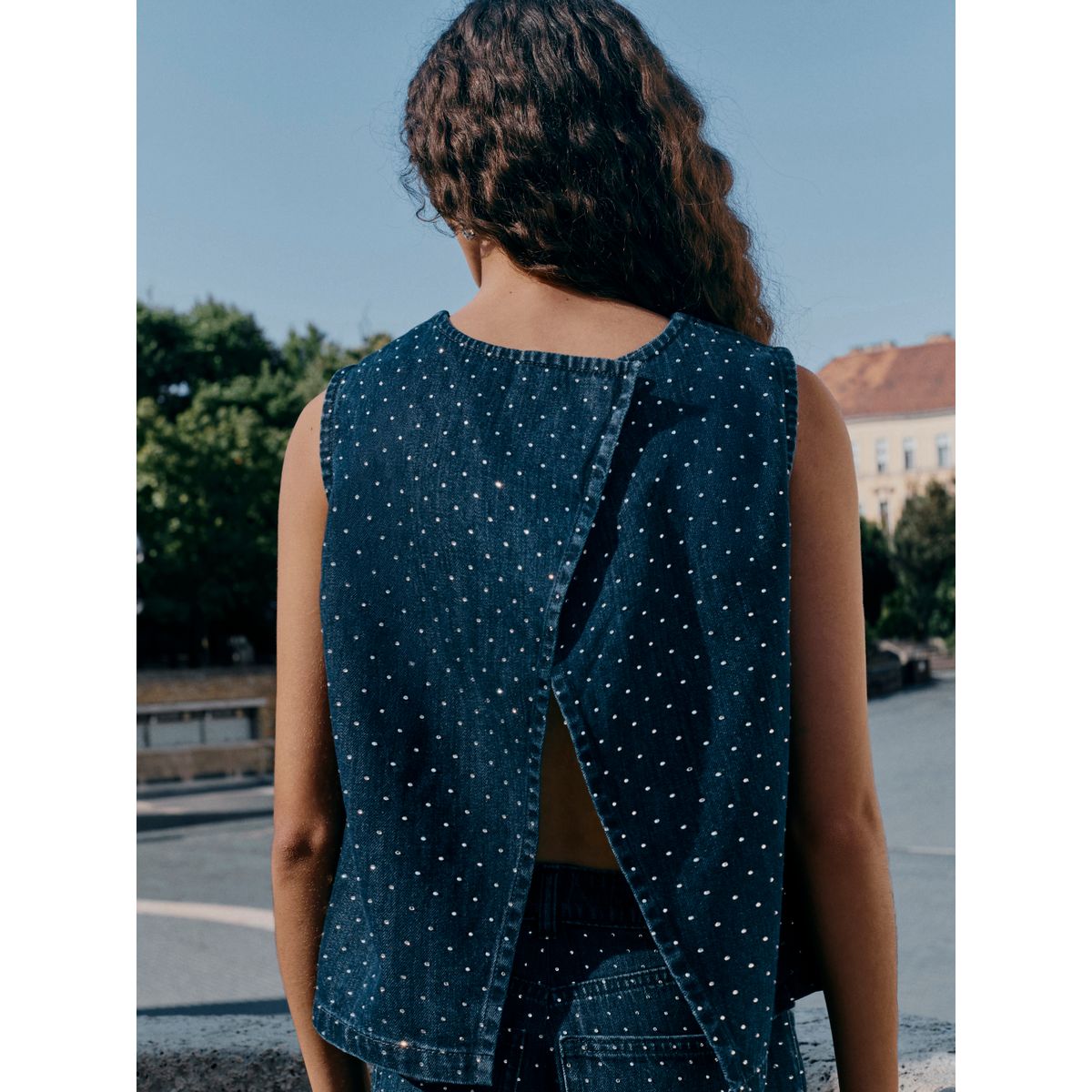 Haut en denim fantaisie délavage bleu, NEXT