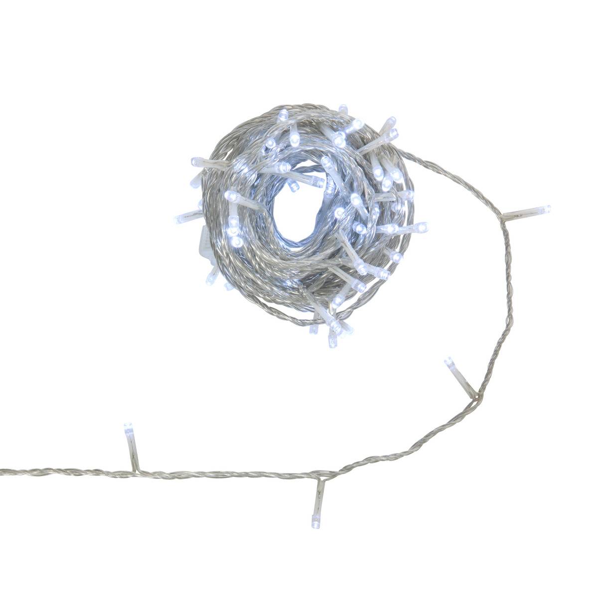 Guirlande lumineuse d'extérieur 10 m 100 LED blanc froid 13 fonctions sur secteur blanc froid, FEERIC LIGHTS & CHRISTMAS