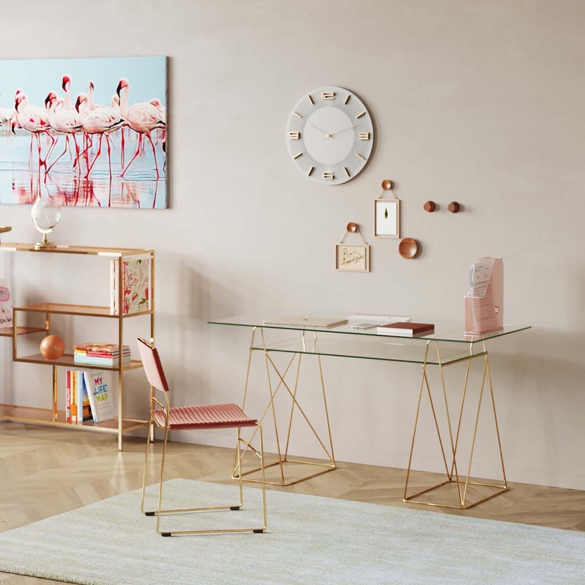 Tréteaux de bureau en acier, POLAR doré, KARE DESIGN