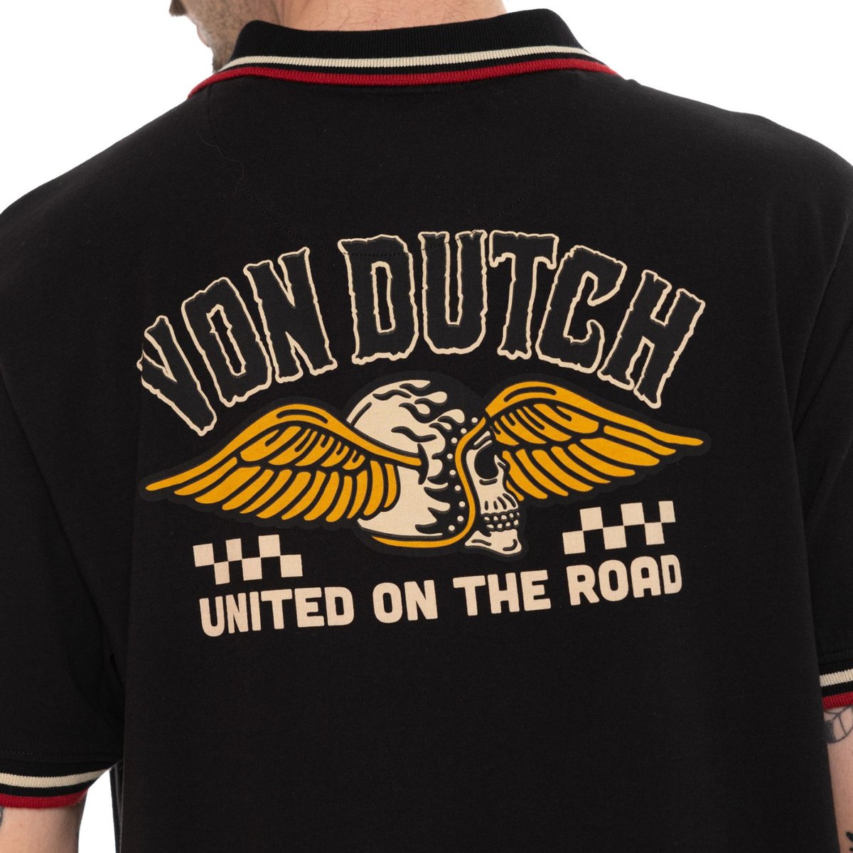 Polo coton piqué HAROLD noir/rouge/jaune, VON DUTCH