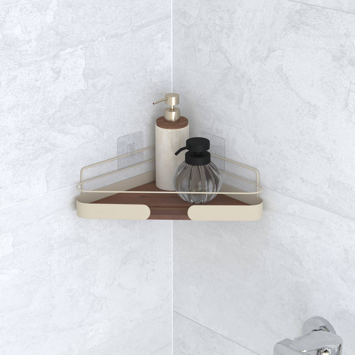 Étagère de douche angle ARGILEO beige, 5FIVE SIMPLY SMART