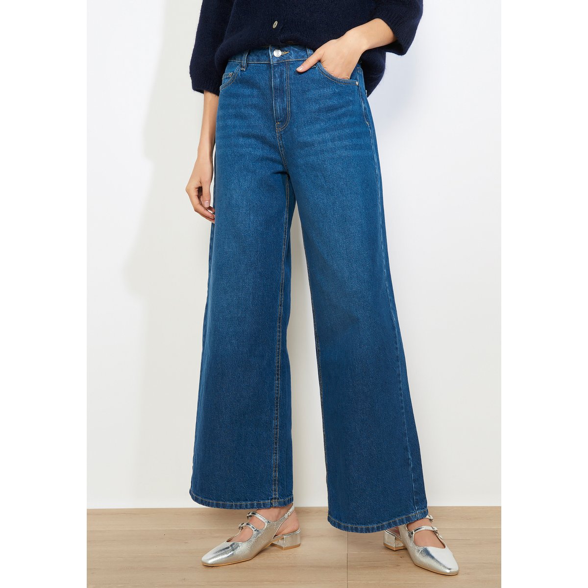 Jean large taille haute medium blue, LOLALIZA