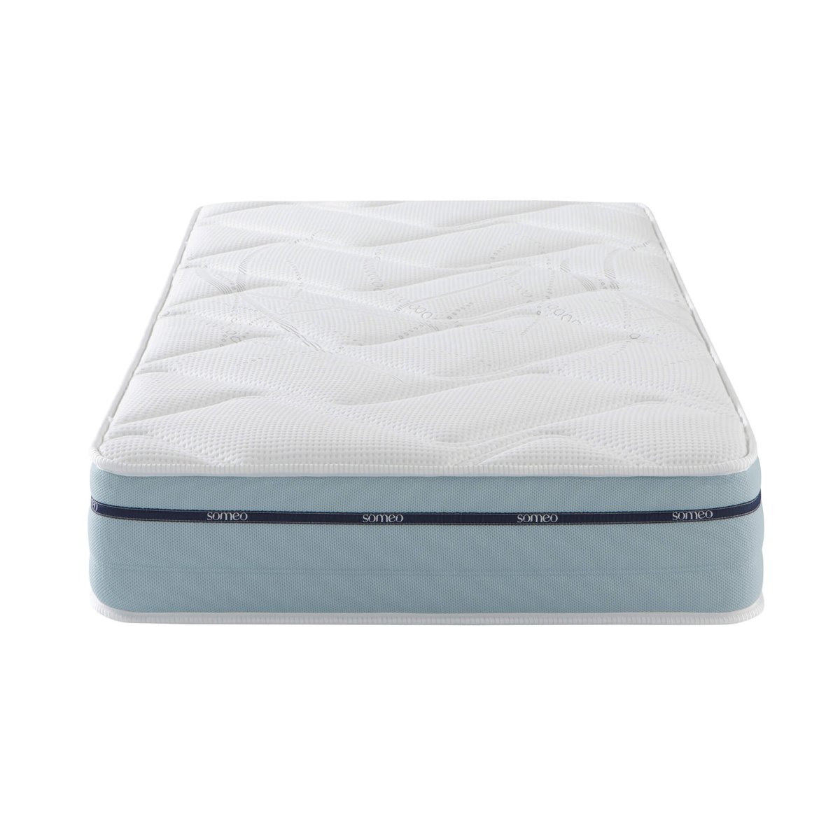 Ensemble matelas mémoire de forme, sommier Lune et pieds Songe 500 blanc, SOMEO