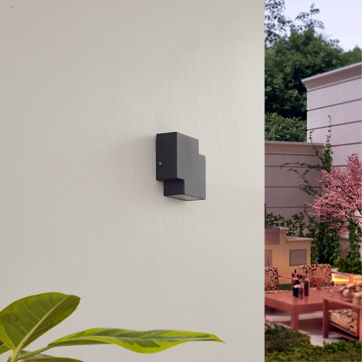 Applique extérieure en aluminium moderneLED noir, LINDBY