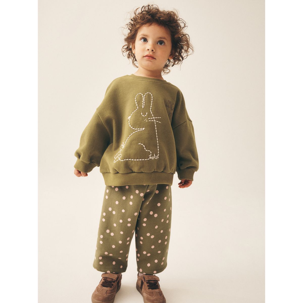 Ensemble sweat et pantalon bouffant lapin vert kaki, NEXT