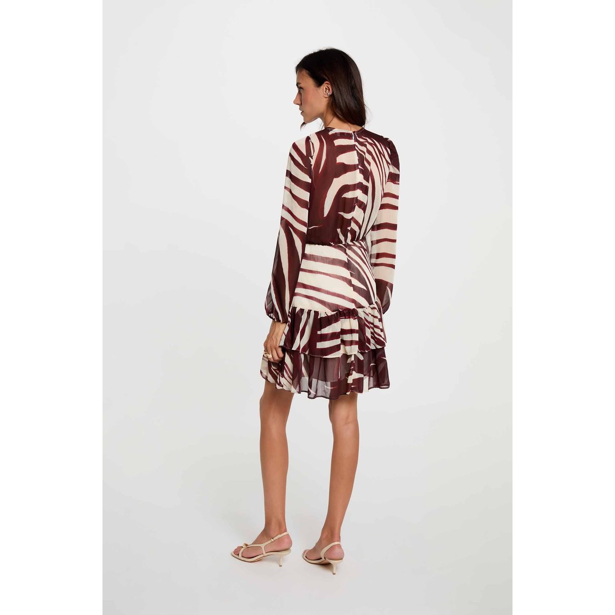 Robe courte col v multicolore, MORGAN