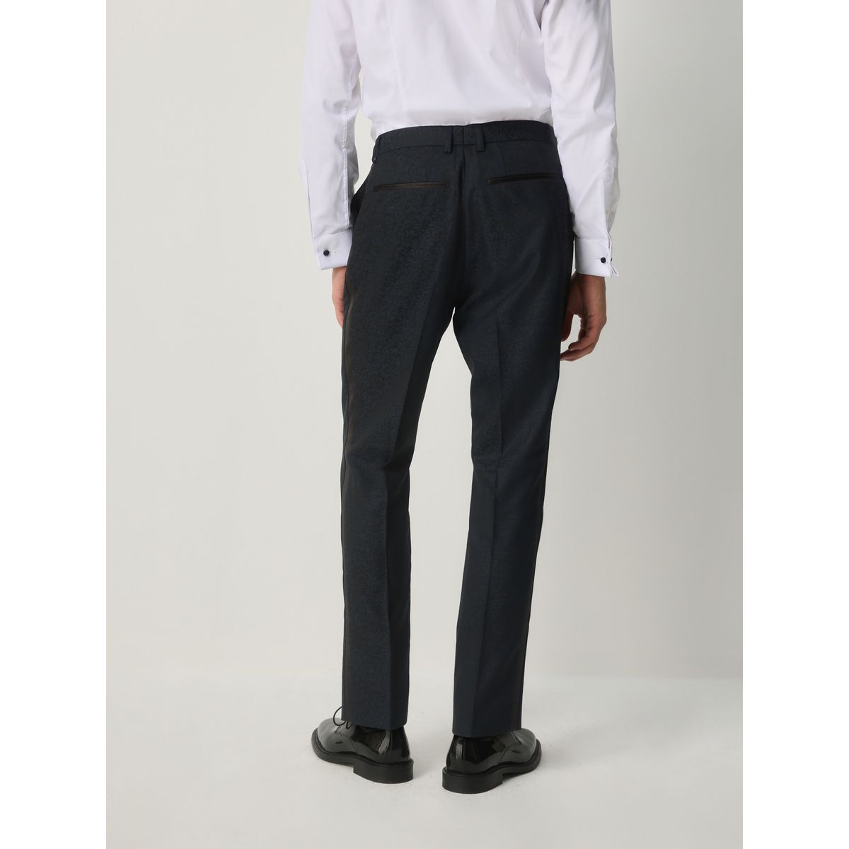 Pantalon de smoking slim à motif jacquard bleu marine, NEXT