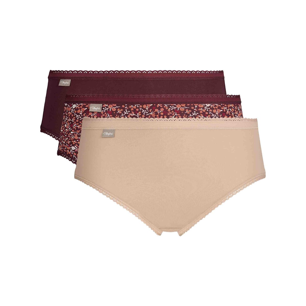 Set van 3 midi-slipjes COTTON STRECH set vijg, PLAYTEX